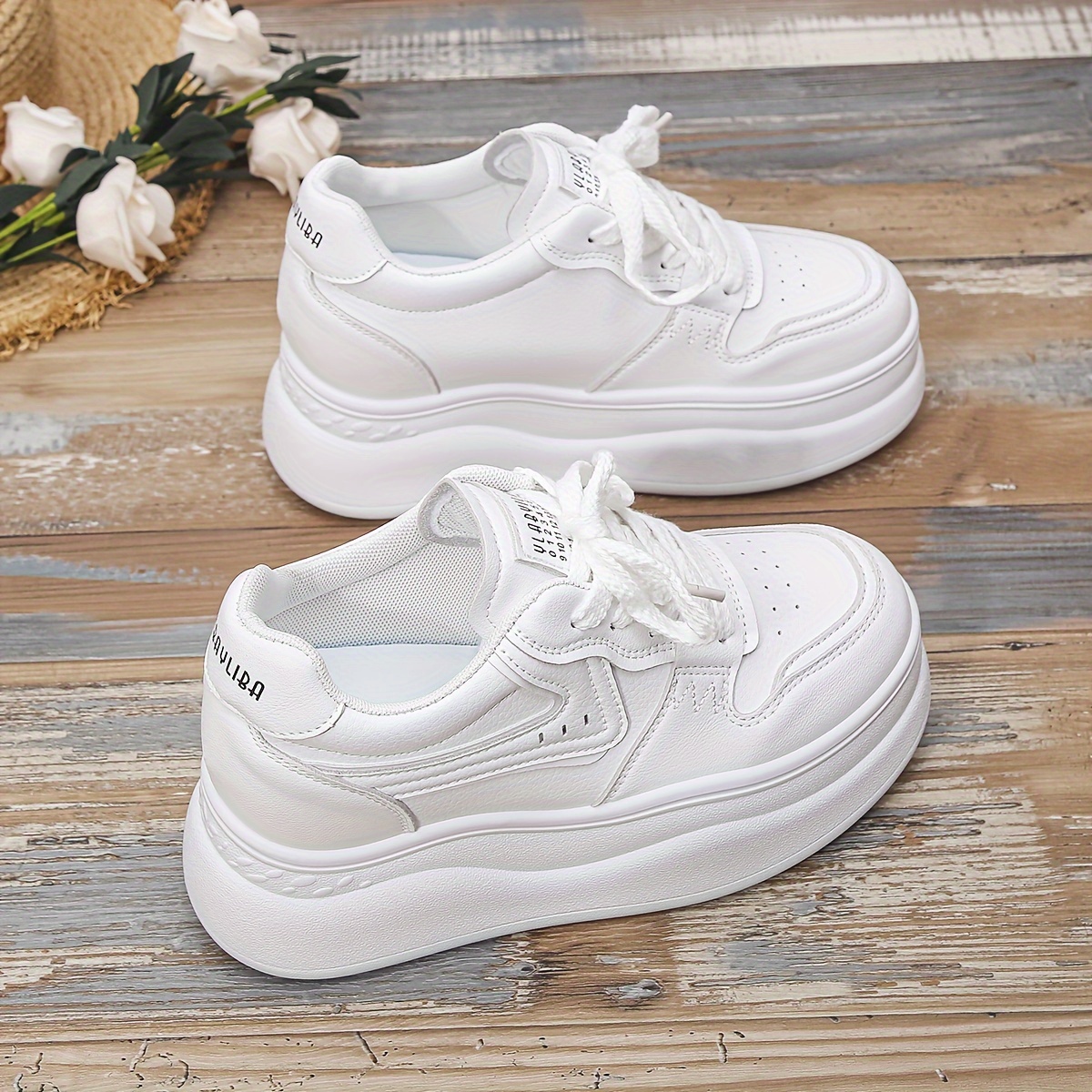 Versatile Solid Color Chunky Sneakers Comfortable Height details 6