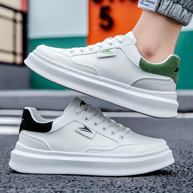 Mens Pu Leather Skate Shoes With Good Grip Lace Up Sneakers Mens Footwear Men s Shoes Temu details 1