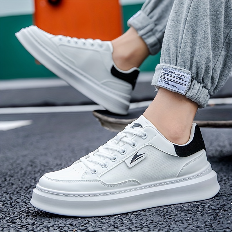 Mens Pu Leather Skate Shoes With Good Grip Lace Up Sneakers Mens Footwear Men s Shoes Temu details 3