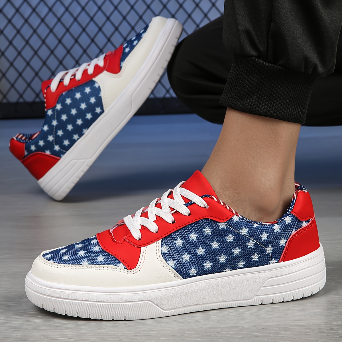 Spring Summer Mens Low Top Skateboard Shoes With Star Pattern Non Slip Comfy Lace Up Casual Shoes For Outdoor Holiday Traveling Street Walking Highquality & Affordable Temu details 0