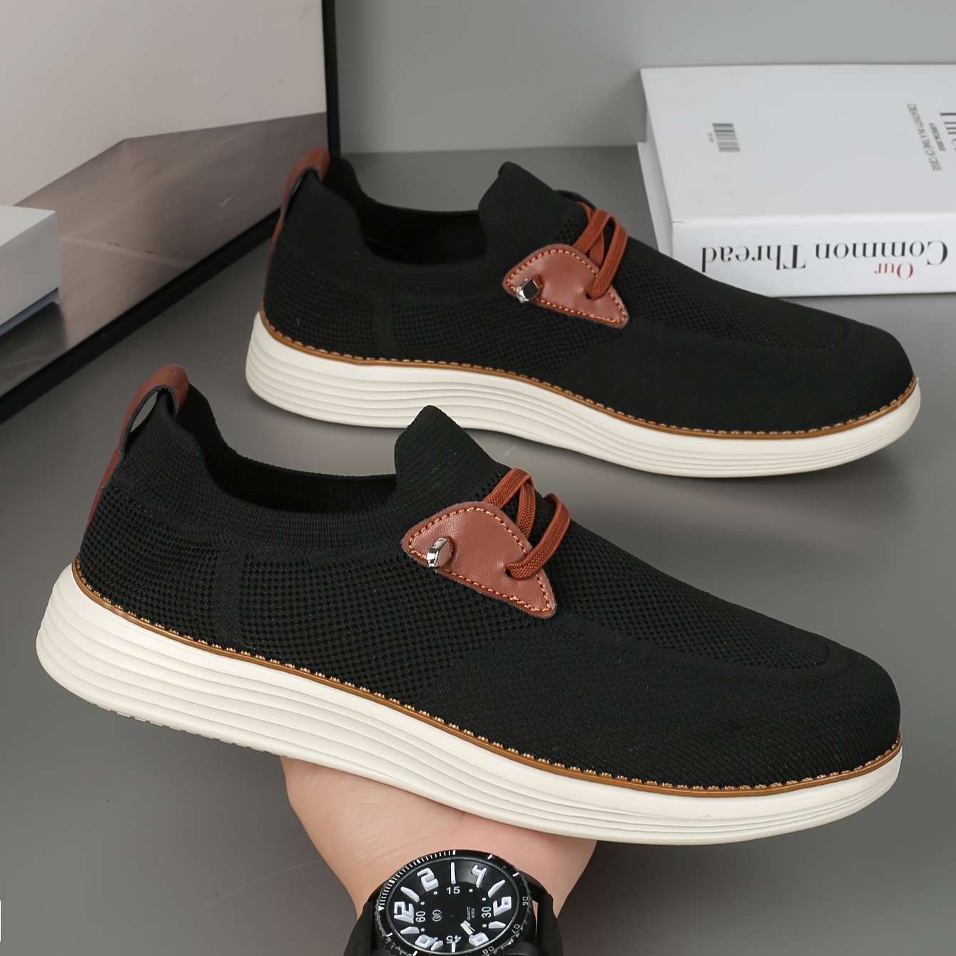 Mens Lightweight Solid Slip On Casual Shoes Non Slip Outdoor Walking Jogging Hiking All Seasons Shop The Latest Trends Temu details 8