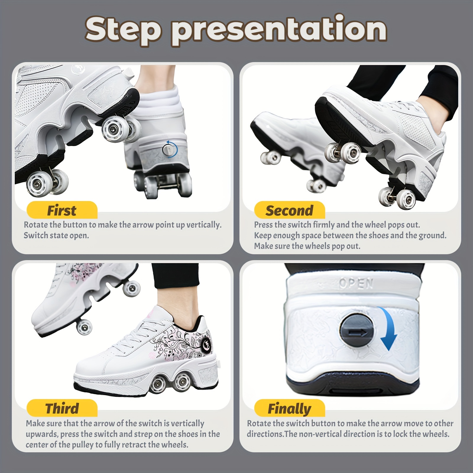   roller skate shoes for men and women sneaker skates for women shoe with retractable wheels birthday christmas details 3