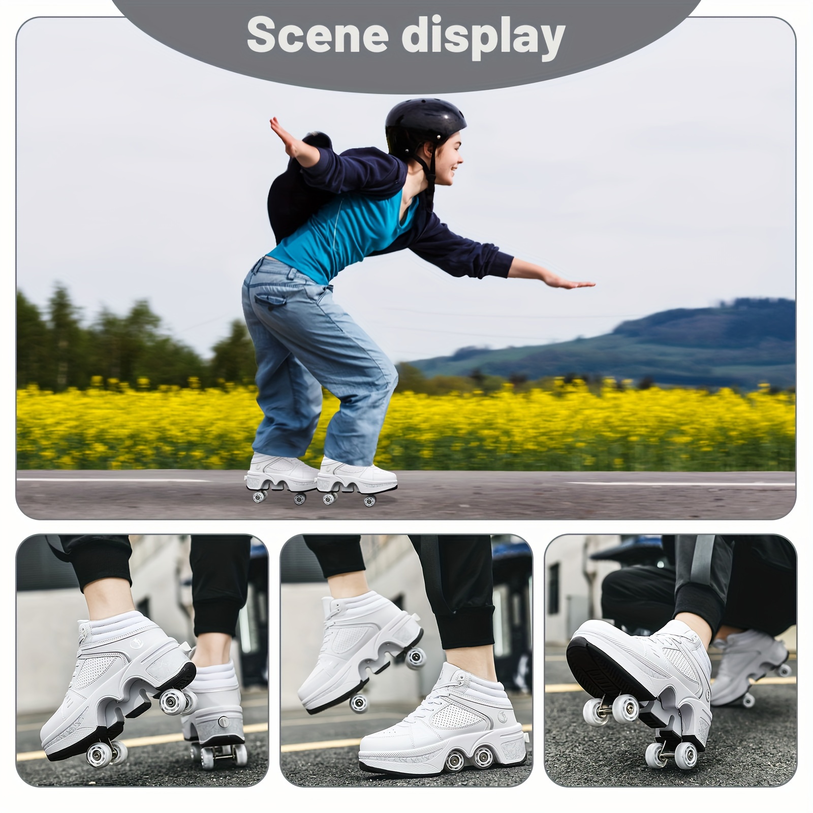   roller skate shoes for men and women sneaker skates for women shoe with retractable wheels birthday christmas details 4