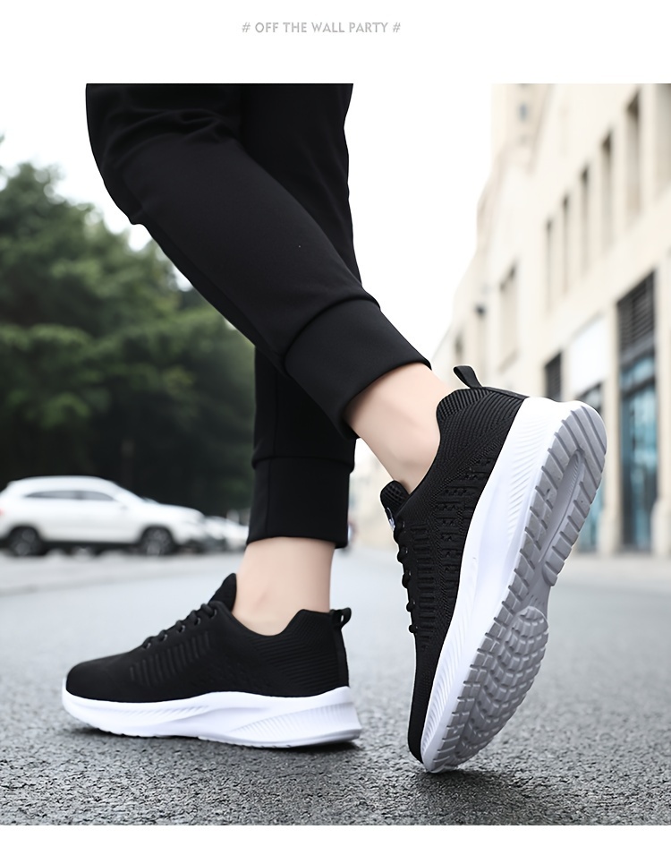 Men s Knit Breathable Running Shoes Lace Comfy Soft Sole details 1