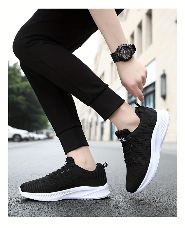 Men s Knit Breathable Running Shoes Lace Comfy Soft Sole details 2