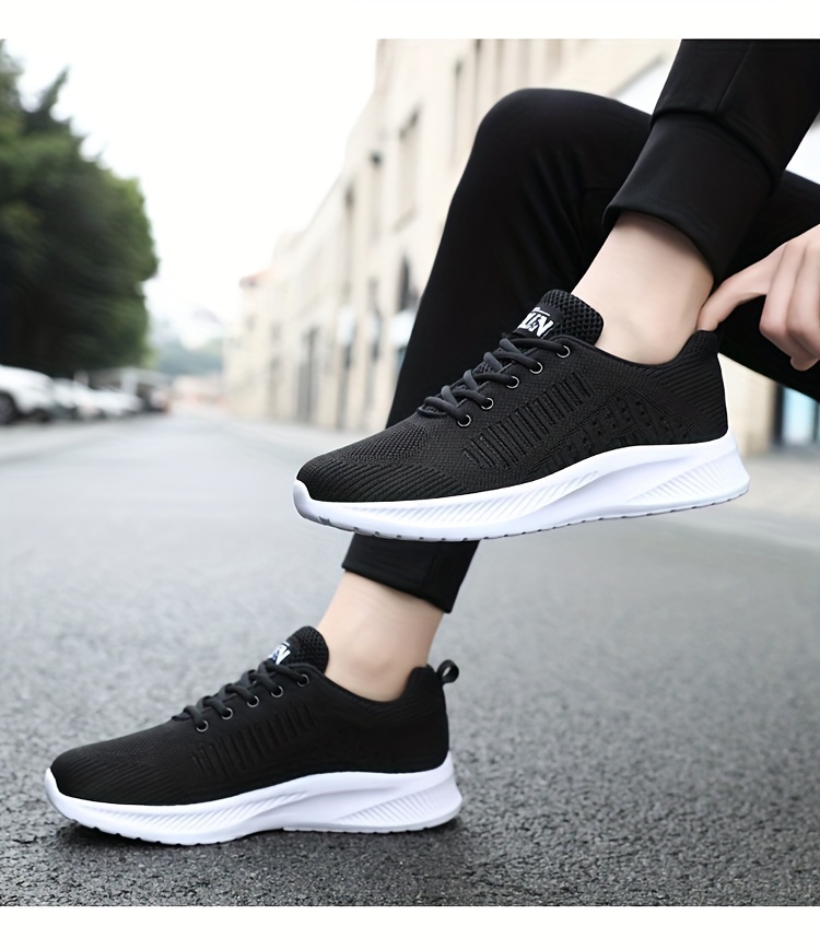 Men s Knit Breathable Running Shoes Lace Comfy Soft Sole details 3