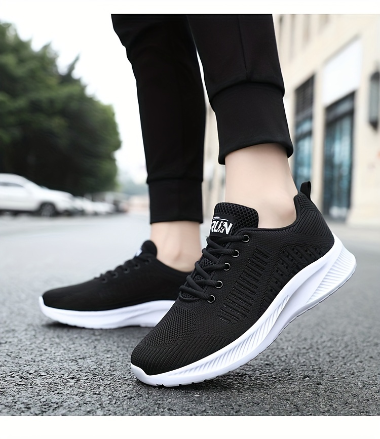 Men s Knit Breathable Running Shoes Lace Comfy Soft Sole details 4