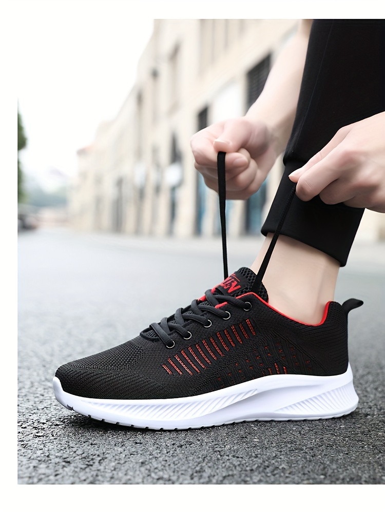 Men s Knit Breathable Running Shoes Lace Comfy Soft Sole details 5