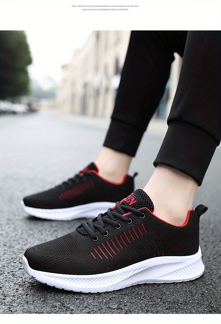 Men s Knit Breathable Running Shoes Lace Comfy Soft Sole details 6