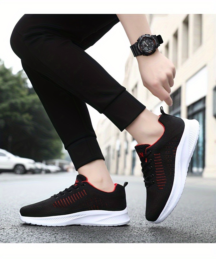 Men s Knit Breathable Running Shoes Lace Comfy Soft Sole details 7