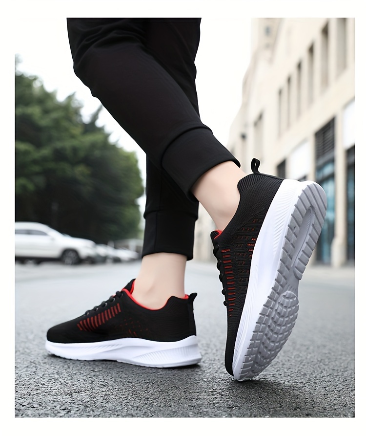 Men s Knit Breathable Running Shoes Lace Comfy Soft Sole details 8