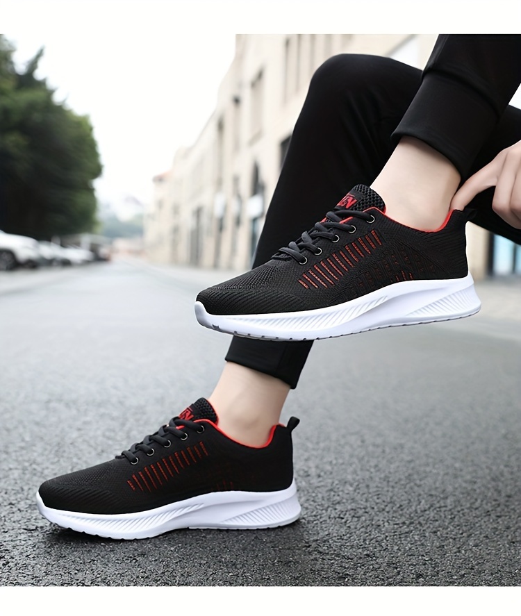 Men s Knit Breathable Running Shoes Lace Comfy Soft Sole details 9